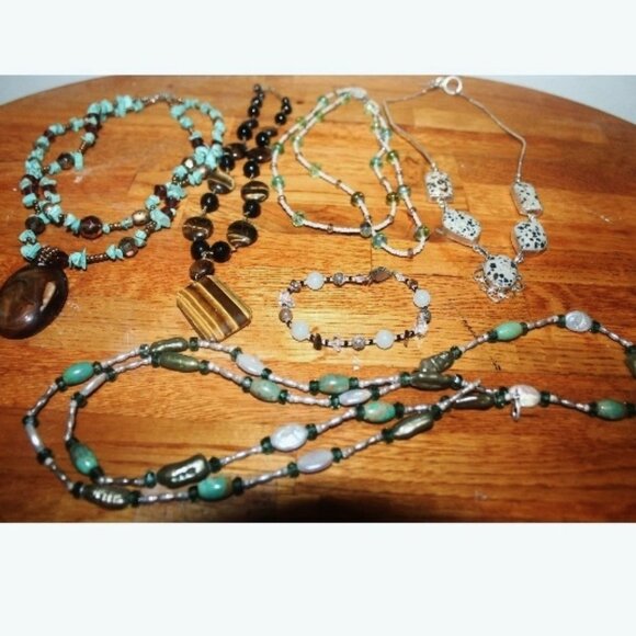 925 Sterling Beaded Precious Stones and Bead Necklaces Bracelet Lot 209 grams - Picture 1 of 7